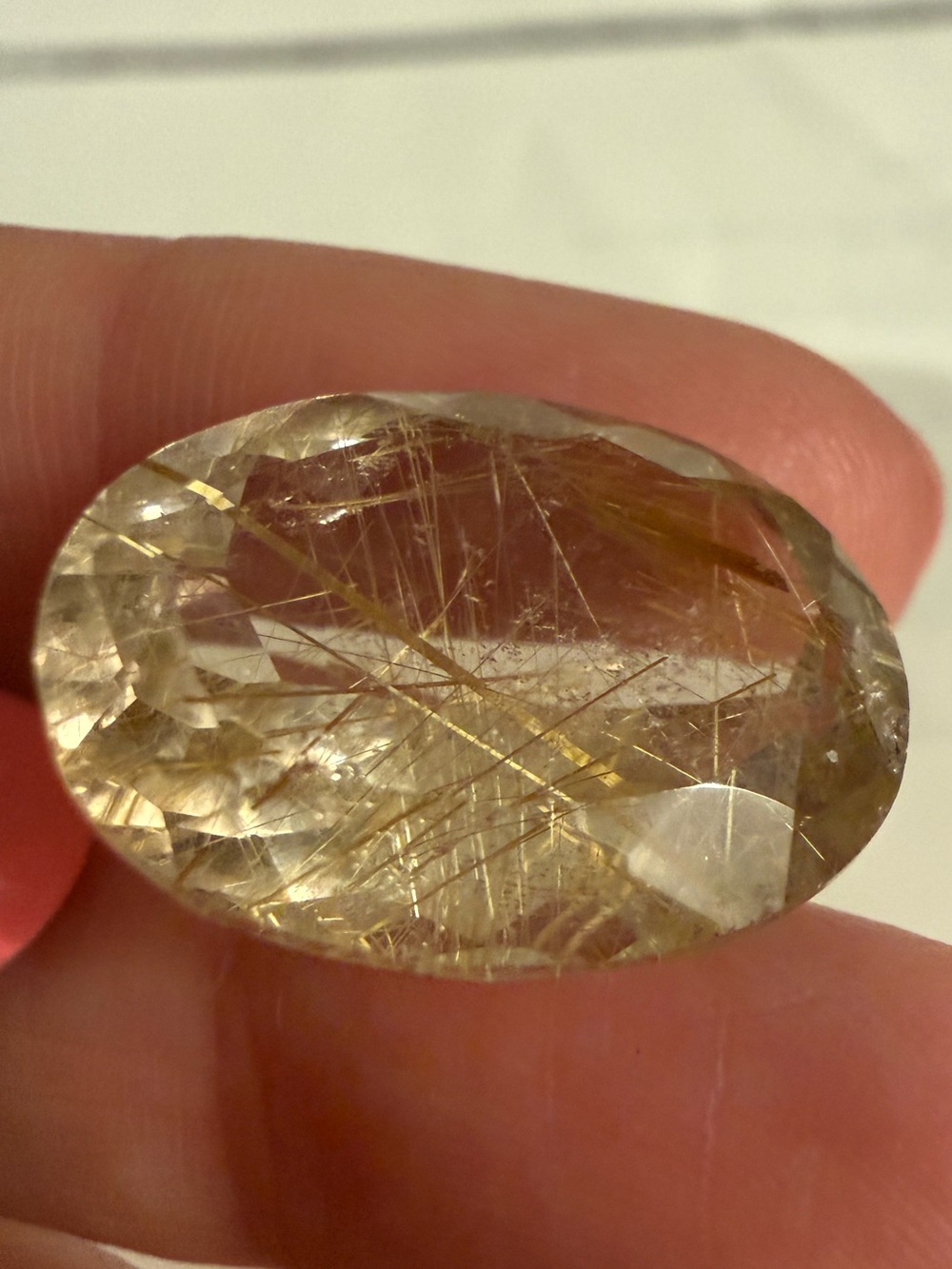 17.60 ct Natural Golden Rutilated Quartz Oval Faceted Gemstone